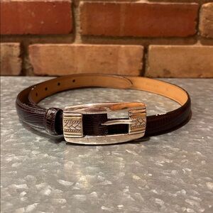 Enmon Women’s Belt Brown Leather Thin Silver Buckle Western Medium